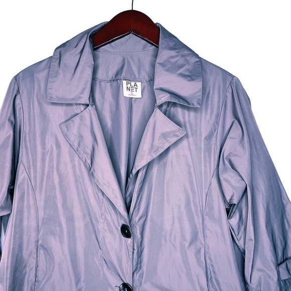 PLANET by Lauren G Button Front Lightweight Nylon Jacket One Size in Taupe - Picture 4 of 14